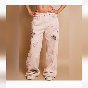 POL Pink Star Embellished Jeans